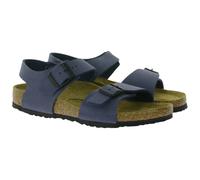 BIRKENSTOCK New York Kids Pantoletten Sandalen Made in Germany schmale Breite Leder-Schuhe 87773 Blau 24.0
