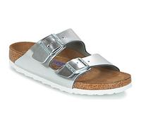 Birkenstock Arizona Weichbettung Damen Pantolette Leder Metallicausführung Schmal, 39, Metallic silver