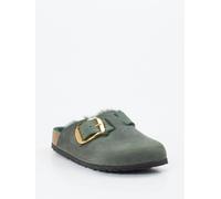 Birkenstock Pantolette Boston Big Buckle Shearling in grün in Größe: 42 für Damen Weite: S