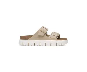 Birkenstock Pantoletten "Arizona PAP Chunky" in Beige - Größe 36 | Damen Pantoletten