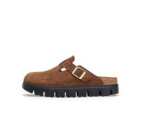 Birkenstock Papillio Damen Boston PAP Chunky Sandalen Dicke Sohle, Schmale Weite Dark Tee 1028402, 25.0 cm
