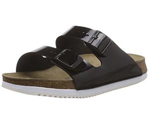 Birkenstock Professional Unisex Arizona Birko-Flor Pantoletten, Black Schwarz Lack