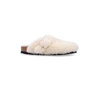 Birkenstock Slipper & Pantoletten - Boston Big Buckle Teddy - Gr. 37 (EU) - in Beige - für Damen