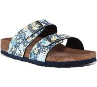 BIRKENSTOCK Sydney BF Damen,Frauen,Sandalen,Synthetik,vegan,atmungsaktiv,angenehm,Zwei Schnallen,Floral Blue,42 EU
