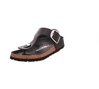 Birkenstock Unisex Gizeh Big Buckle Black, Natural Leather Flip Flops, 36 EU