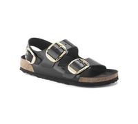Birkenstock Unisex Milano Big Buckle Natural Leather High Shine Black Sandalen 37 EU