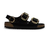 Birkenstock Unisex Milano Big Buckle Natural Leather High Shine Black Sandalen 38 EU