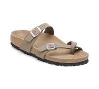 BIRKENSTOCK W Mayari Syn Normal Braun - Komfortable modische Zehentrenner Sandale, Größe EU 37 - Farbe Soft Birki Vegan