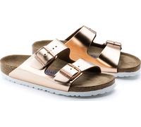 Birkenstock Arizona Weichbettung Damen Pantolette Leder Metallicausführung Schmal, 41, Metallic copper
