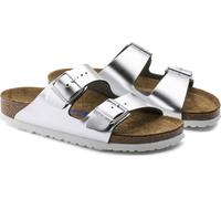 Pantolette Birkenstock Arizona Metallic Silver Narrow SFB Damen-Schuhgröße 36