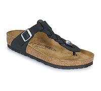 BIRKENSTOCK Damen Zehentrenner 'Braided Fettleder' schwarz / silber, Größe 37, 7730422 Schwarz / Silber 37