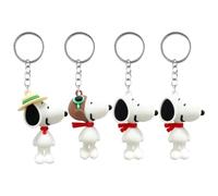 BirthZan Snoopy Schlüsselanhänger,Snoopy Figur Keychain,4 Stück Niedliche Charakte Schlüsselanhänger,Cute Character Anhänger,3D Persönlichkeitsanhänger,Cute Cartoon Anime keychains