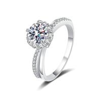 Bishilin Eheringe 585er Weißgold, Trauringe Damen Einzeln Blumen mit Diamant 1ct Verlobungsringe Jahrestag Hochzeit Ringe Frauen Gr.56 (17.8)