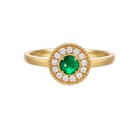 Bishilin Eheringe Gold 585 Einzeln Damen, Ringe Sonnenblume mit 0.2ct Smaragd und Diamant Hochzeitsringe Memoir Verlobung Ringe Frauen Gr.52 (16.6)