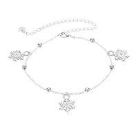 Bishilin Fußkette Versilbert Damen, Fußkettchen Charm 30CM mit Anhänger Schneeflocke Fußkette Personalisiert Silber Fußkettchen Strand