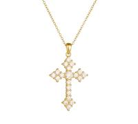 Bishilin Gold Kette 375 Echtgold, Damen Halskette Anhänger Kreuz mit Moissanite Kette Gold 45CM für Frauen Hochzeit