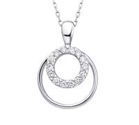 Bishilin Halskette Damen Platin 950, Kette 45CM Weißgold Charm Anhänger Doppelte Kreise mit 0.27ct Diamant Hochzeit Halskette für Freundin Frauen