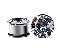 Bishilin Ohr Tunnel Set, Piercing Plug 8MM Edelstahl mit Zirkonia Silber Tunnel Ohrringe Piercing Set