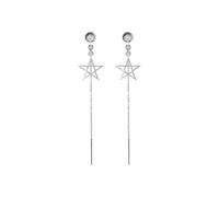 Bishilin Ohrhänger Weißgold 750 Damen, Ohrringe mit Anhänger Lange Quasten Stern und mit 0.11ct Diamant Hochzeit Ohrhänger Nickelfrei in Bijouterie