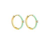 Bishilin Ohrringe Silber 925, Creolen Damen mit Zirkonia Grün Emaille Ohrringe Nickelfrei für Mädchen