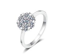 Bishilin Trauring Damen Einzeln Weißgold 750, Ringe Blumen mit Diamant 0.8ct Hochzeitsringe Frauen Ringe Verlobung Jahrestag Gr.62 (19.7)