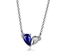 Bishilin Weißgold Halskette Anhänger Herz mit Tropfen Saphir 0.3ct Damen Hochzeit Kette Diamant 0.03ct 750 Weißgold