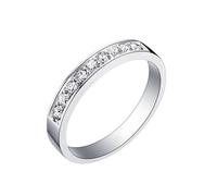 Bishilin Weißgold Ringe Frauen 585 14K Echtgold, Trauring Einzeln Damen 2.8MM mit 0.25ct Diamant Bandring Verlobungsringe Jahrestag Memoir Ringe Gr.65 (20.7)