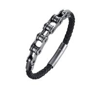 BISONBLUE Armbänder Armband Armreif Herren Damen Herrenarmband Fahrradkette Lederarmband Retro Schwarz Herrenarmband