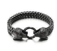 BISONBLUE Armbänder Herren Armband Geschenk Armreif 21 cm Rock Viking Wolf Charm Armband Männer Mesh Kette Biker Punk Armbänder