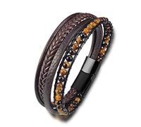 BISONBLUE Armbänder Herren Armband Geschenk Armreif Braunes Charm-Männerarmband Aus Geflochtenem Leder, Punk-Mann-Geschenk