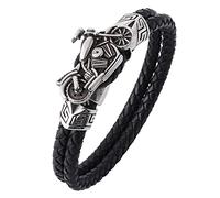 BISONBLUE Armbänder Herren Armband Geschenk Armreif Klassisches Geflochtenes Lederarmband, Motorrad-Herren-Punkrock-Party-Geschenk