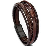 BISONBLUE Armbänder Herren Armband Geschenk Armreif Klassisches Schwarzes Mehrschichtiges Lederarmband Für Herren, Lässig, Punk, Party, Handband, Geschenk