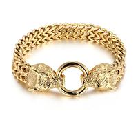 BISONBLUE Armbänder Herren Armband Geschenk Armreif Wolfskopf Armband Herren Kette Wikinger Armband Biker Herren Party Mode Geschenk Al1-Gold-21Cm