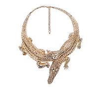 BISONBLUE Halskette Damen Anhänger Frauen Ketten Herren Übertriebene Punk-Vollkristall-Krokodil-Halskette Für Frauen Fashion Trending Statement Halskette C