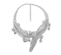 BISONBLUE Halskette Damen Anhänger Frauen Ketten Herren Übertriebene Punk-Vollkristall-Krokodil-Halskette Für Frauen Fashion Trending Statement Halskette B