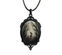 BISONBLUE Halskette Herren Anhänger Chain Ketten Dame Geschenk Gothic Krähe Wald Charm Halskette Kreuz Krähe Anhänger Halskette Mystisches Geschenk Zubehör Seil Kette Goth Krähe Style1