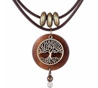 BISONBLUE Halskette Herren Anhänger Chain Ketten Dame Geschenk Halsketten, Vintage-Baum-Design, Holzanhänger, Lange Halskette Für Damen, Im Trend