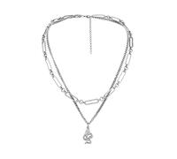 BISONBLUE Halskette Herren Anhänger Chain Ketten Dame Geschenk Hip Hop Double Layered Chain Domineering Pendant Men Necklace Mennecklace