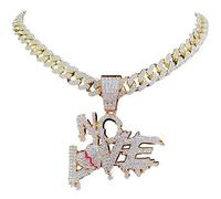 BISONBLUE Halskette Herren Anhänger Chain Ketten Dame Geschenk Hip Hop No Love Halskette Anhänger Für Männer Und Frauen Heart Broke Statement Necklacesnchain