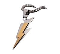 BISONBLUE Halskette Herren Anhänger Dame Schmuck Chain Ketten Doppellagige Halskette Mit Blitz-Anhänger Für Herren Und Damen, Punk, Hip Hop, Rock, Al4544, Gold