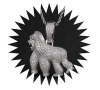 BISONBLUE Halsketten Anhänger Herren Schmuck Damen Kette Männer Frauen Animal Iced Out Halskette für Männer und Frauen Hip Hop Rock Rap silberfarben