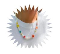 BISONBLUE Halsketten Anhänger Herren Schmuck Damen Kette Männer Frauen Boho Bunte Lächeln Gesicht Perlen Halskette für Frauen Männer handgefertigt bunt