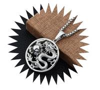 BISONBLUE Halsketten Anhänger Herren Schmuck Damen Kette Männer Frauen Halskette mit Retro-Drachen-Anhänger, personalisierbar, Punk-Trend, Glücksbringer, für Damen und Herren, silberfarben