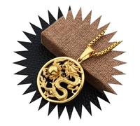 BISONBLUE Halsketten Anhänger Herren Schmuck Damen Kette Männer Frauen Halskette mit Retro-Drachen-Anhänger, personalisierbar, Punk-Trend, Glück, für Männer und Frauen, goldfarben