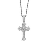 BISONBLUE Halsketten Anhänger Herren Schmuck Damen Kette Männer Frauen Hip Hop 3D-Volldiamant-Kreuz-Anhänger-Halskette, personalisierter Nachtclub, Trendige Kreuz-Anhänger-Halskette s2