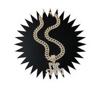 BISONBLUE Halsketten Anhänger Herren Schmuck Damen Kette Männer Frauen Hip-Hop übertriebene POP Smoke-Buchstaben voller Diamant-Anhänger-Halskette, personalisierte Nachtclub-Männer, Goldfar