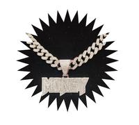 BISONBLUE Halsketten Anhänger Herren Schmuck Damen Kette Männer Frauen Männer Frauen Hip Hop Geld Anhänger Halskette mit 13mm Iced Out Bling Bling Halsketten Mode Charme Silberfarbe