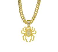 BISONBLUE Halsketten Anhänger Herren Schmuck Damen Kette Männer Frauen Punk-Trend dreidimensionale große Spinne Anhänger Halskette Hip-Hop Street Dance Herren-Accessoires Goldfarbe 45 cm