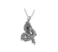 BISONBLUE Halsketten Anhänger Herren Schmuck Damen Kette Männer Frauen Retro-Halskette mit Drachen-Anhänger im chinesischen Stil für Männer und Frauen, Hip-Hop-Punk-Stil, Geschenk, silberfa