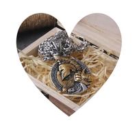BISONBLUE Halsketten Anhänger Herren Schmuck Damen Kette Männer Frauen Sparta-Anhänger, Helm-Halskette mit Holzbox, Geschenk-Halskette